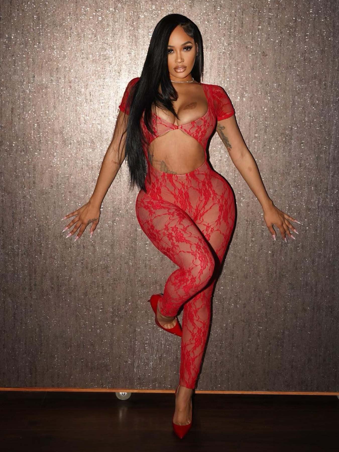 Midnight Lace Sleeve Crop Jumpsuit