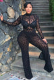 "Midnight Temptation" Transparent Long Sleeve Jumpsuit