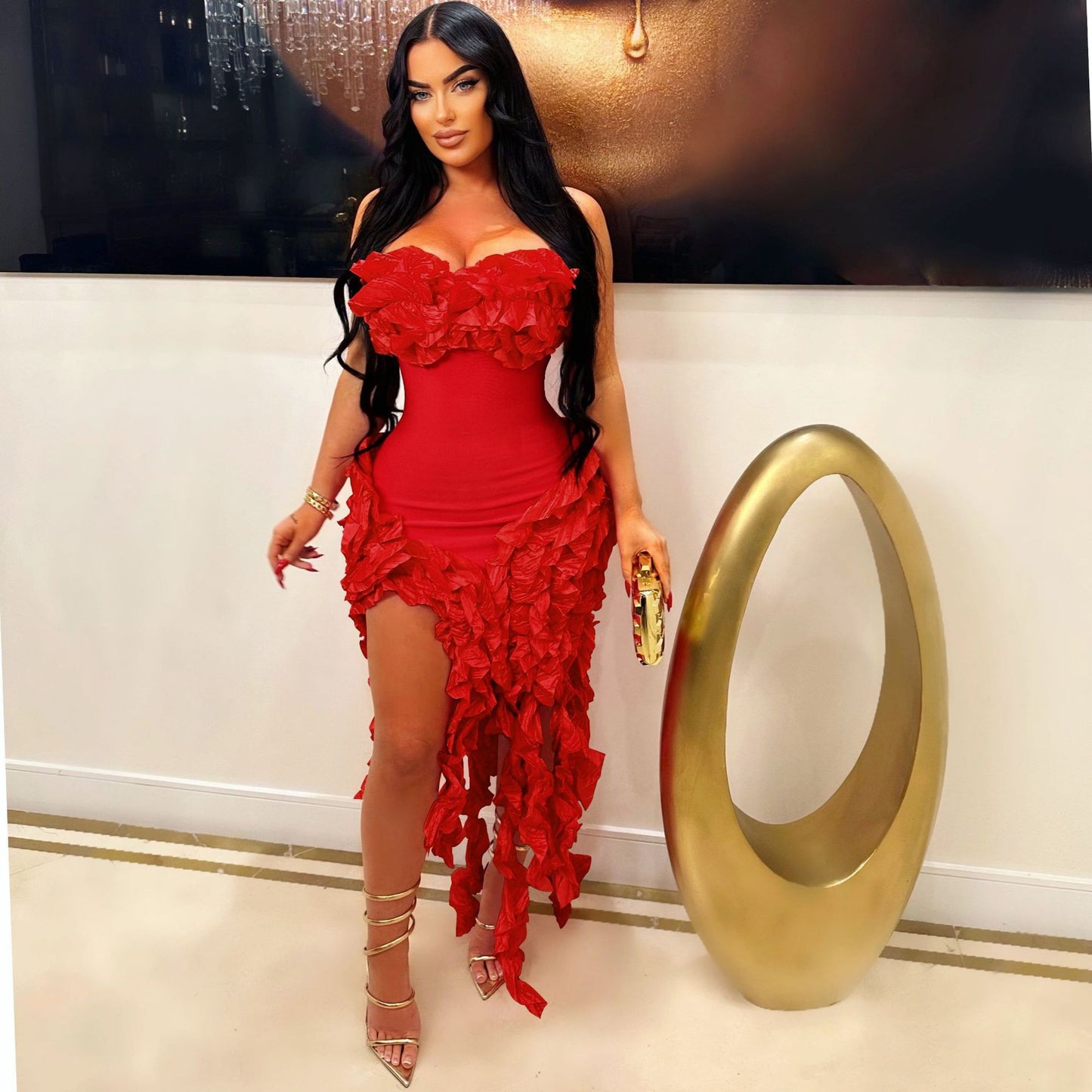 Strapless Ruffle Tassel Dress – Summer Showstopper