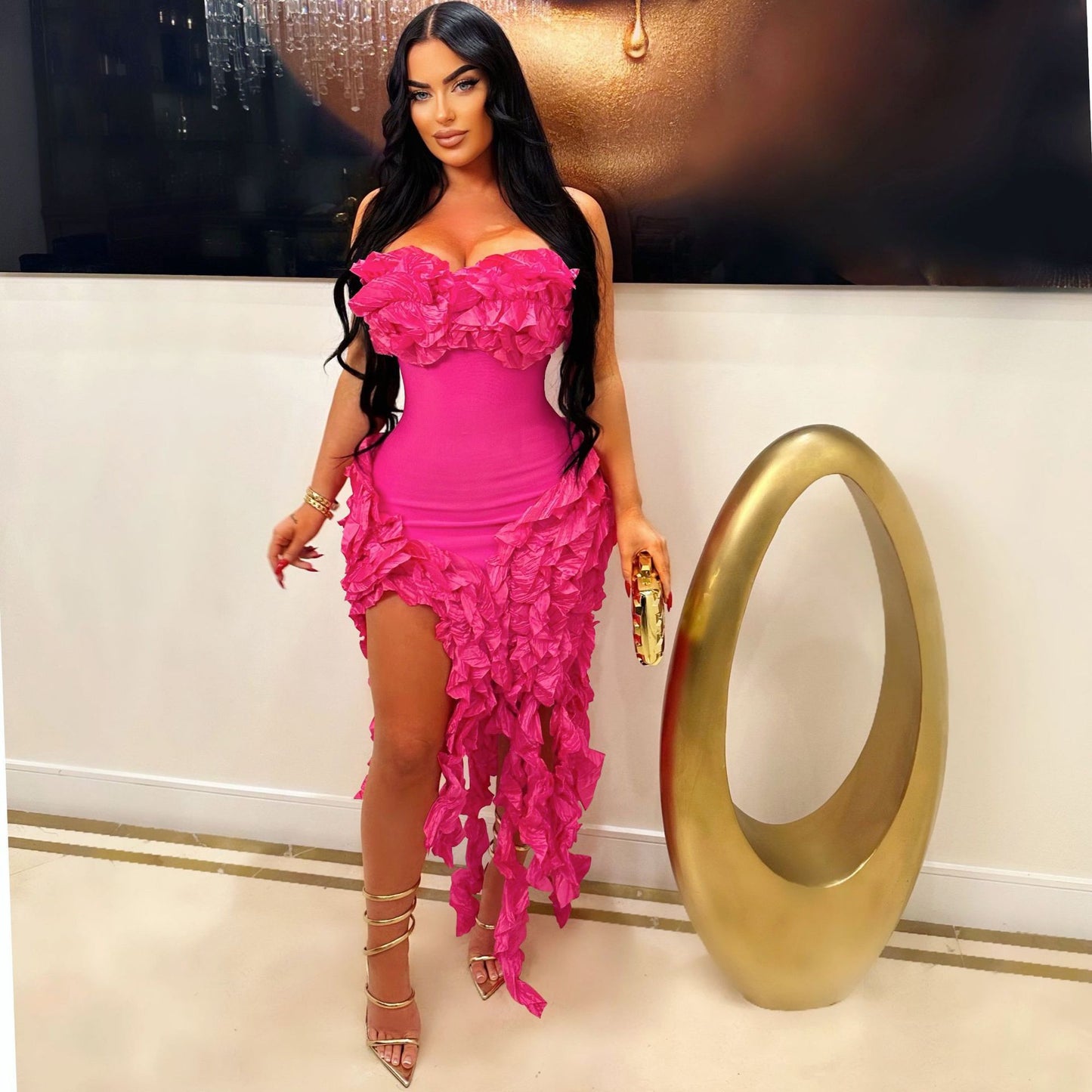 Strapless Ruffle Tassel Dress – Summer Showstopper