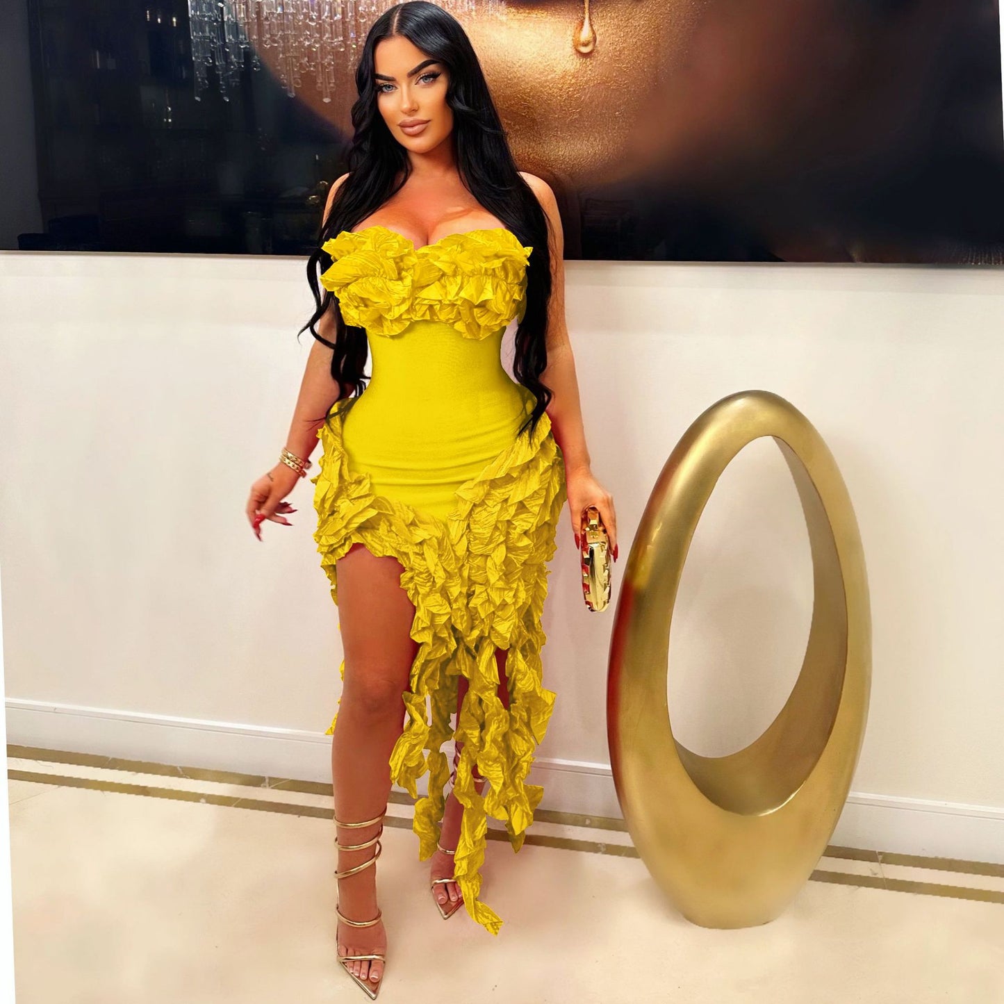 Strapless Ruffle Tassel Dress – Summer Showstopper