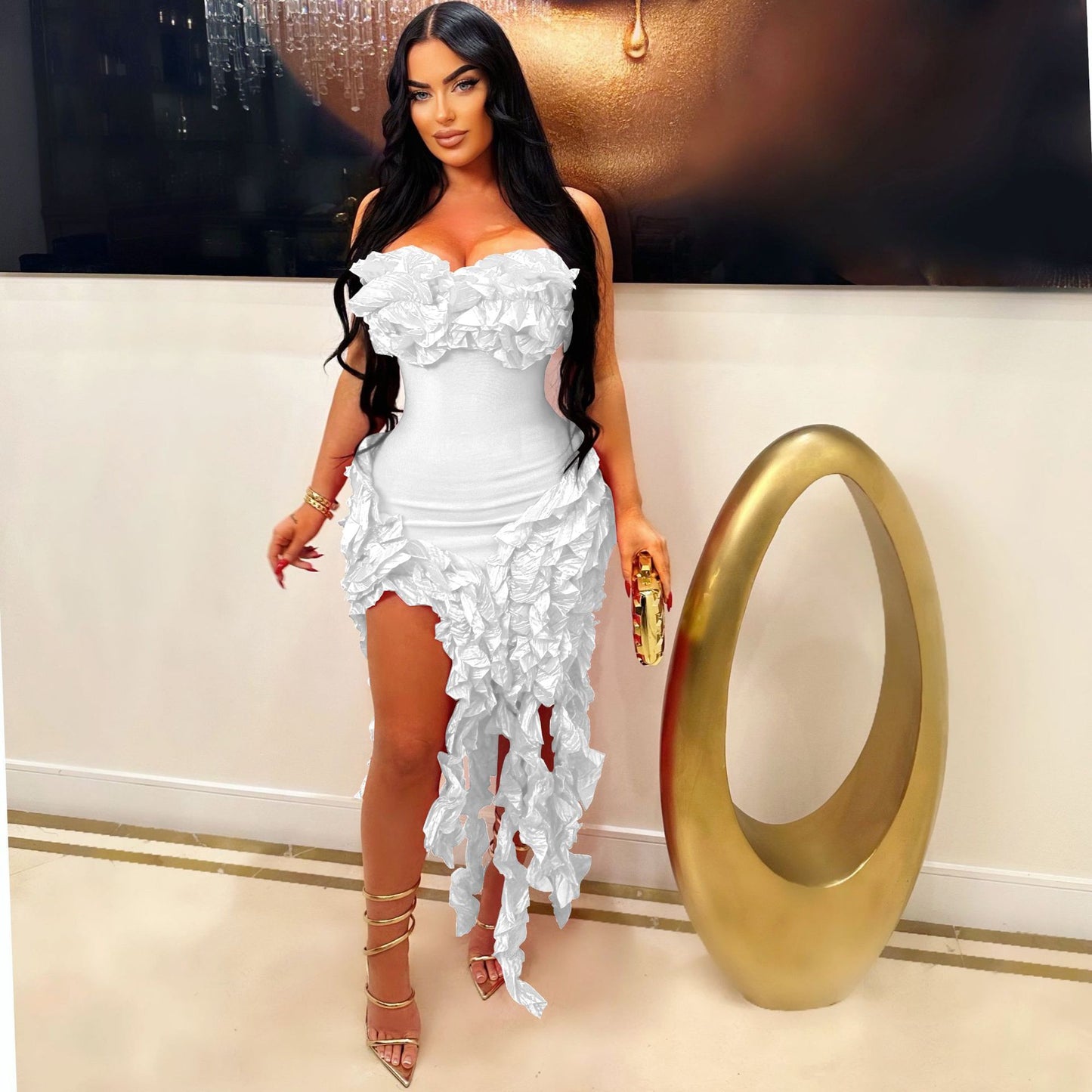 Strapless Ruffle Tassel Dress – Summer Showstopper