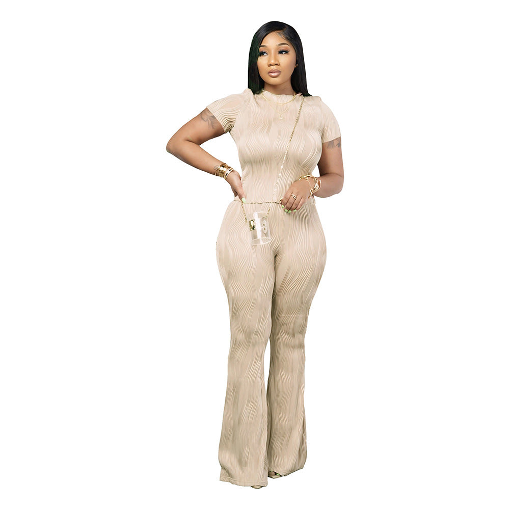 Short Sleeve Two-Piece Pants Set – Chic Matching Outfit for Everyday Style