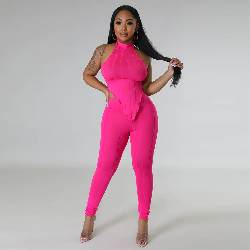 🔥 The Heatwave Set – Halter Neck Crop & Trousers Two-Piece