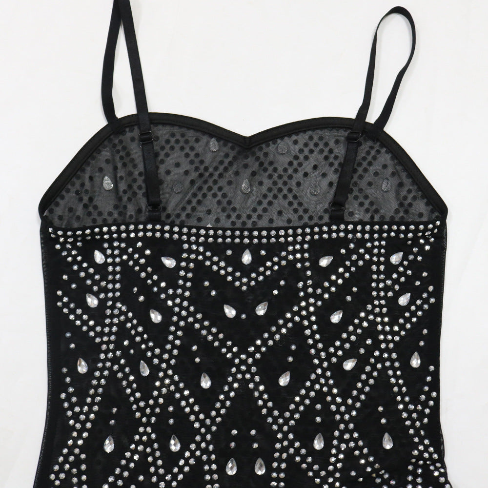 Sexy Beaded Bodycon Maxi Dress – Elegant Long Sleeve Party & Club Dress