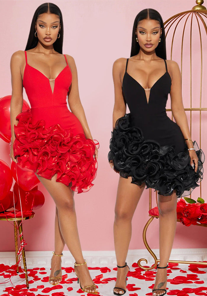 Sexy Strapless Lotus Lace Irregular Club Dress – Elegant Party & Night Out Dress