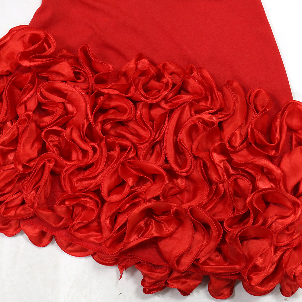 Sexy Strapless Lotus Lace Irregular Club Dress – Elegant Party & Night Out Dress