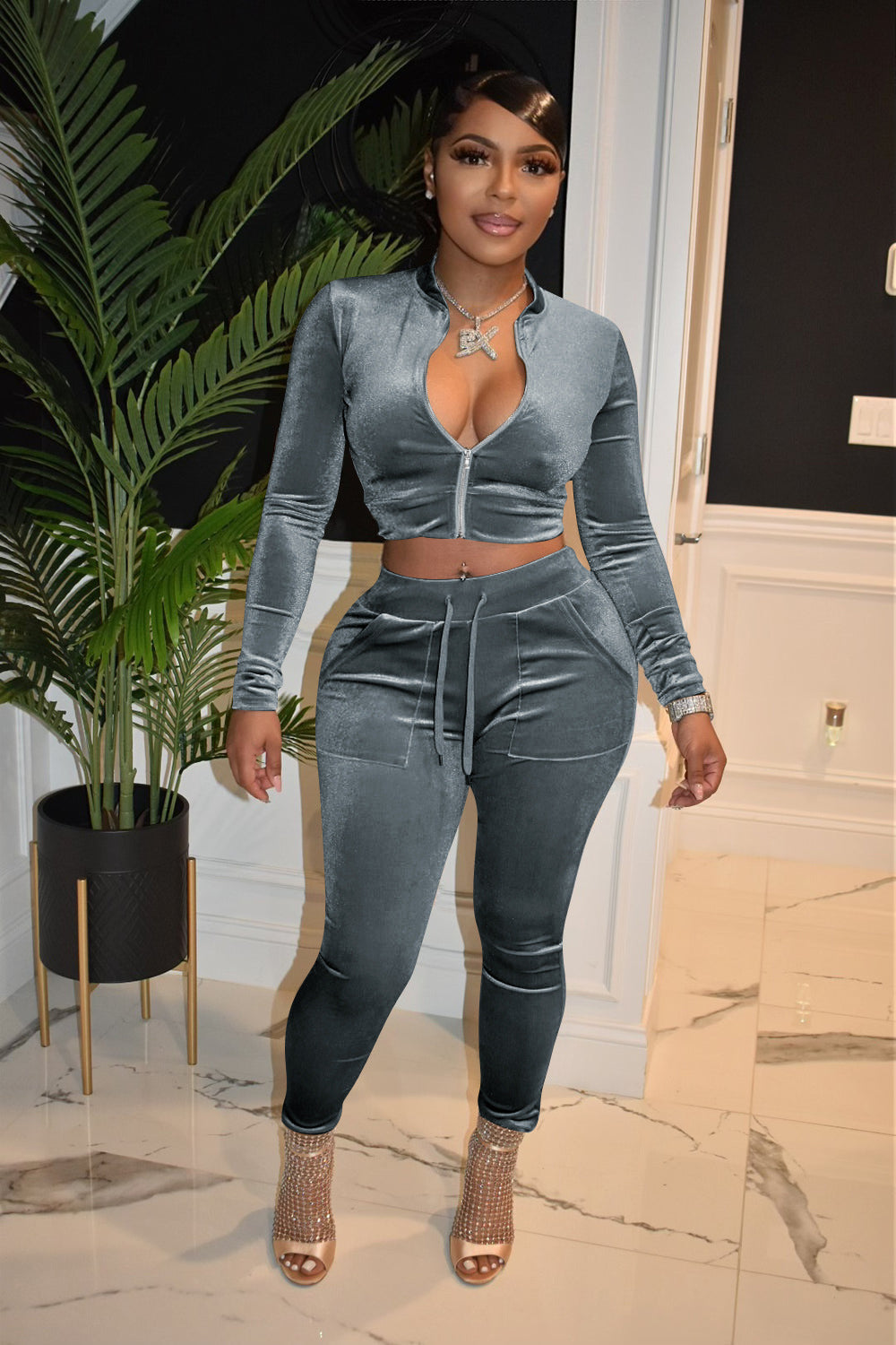 💼 The Luxe Zip Set – Long Sleeve Power Tracksuit