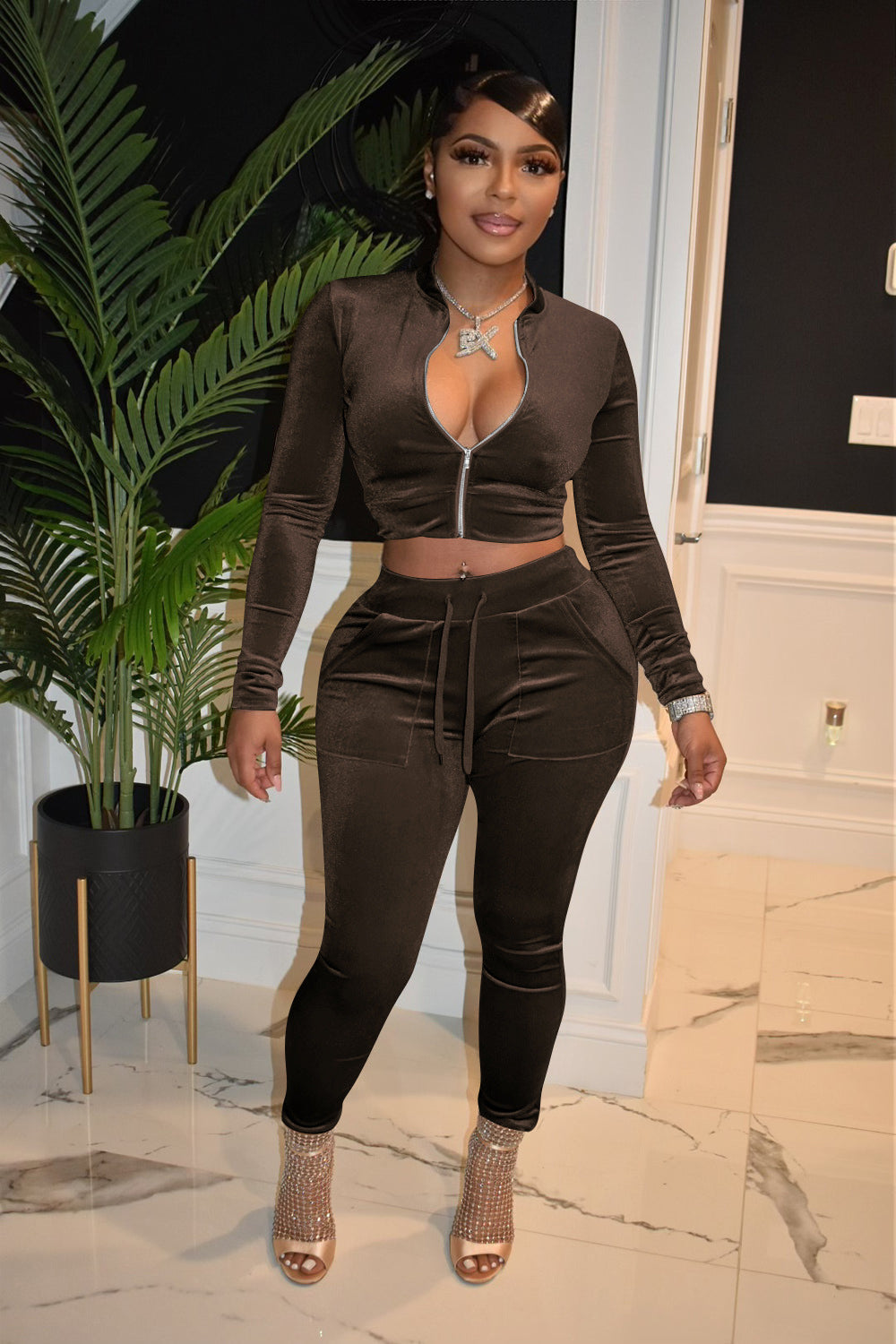 💼 The Luxe Zip Set – Long Sleeve Power Tracksuit