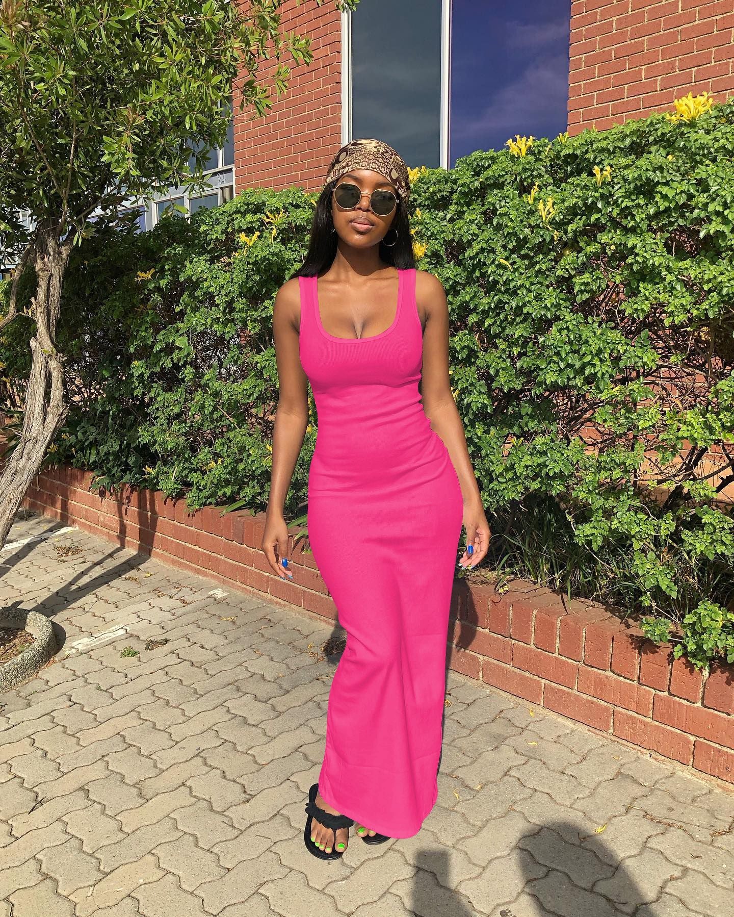 Sexy Ribbed Sundress – Stretchy Body-Hugging Maxi Dress for Vacations & Dates