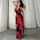 "Tropical Temptress" Slit Strap Printed Maxi Dress