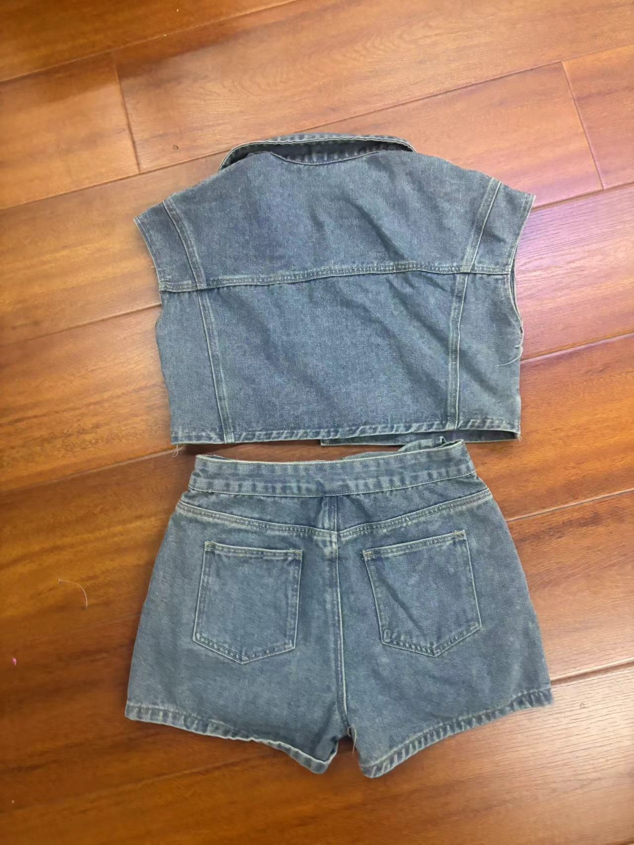 Denim Dreams Two-Piece Shorts Set