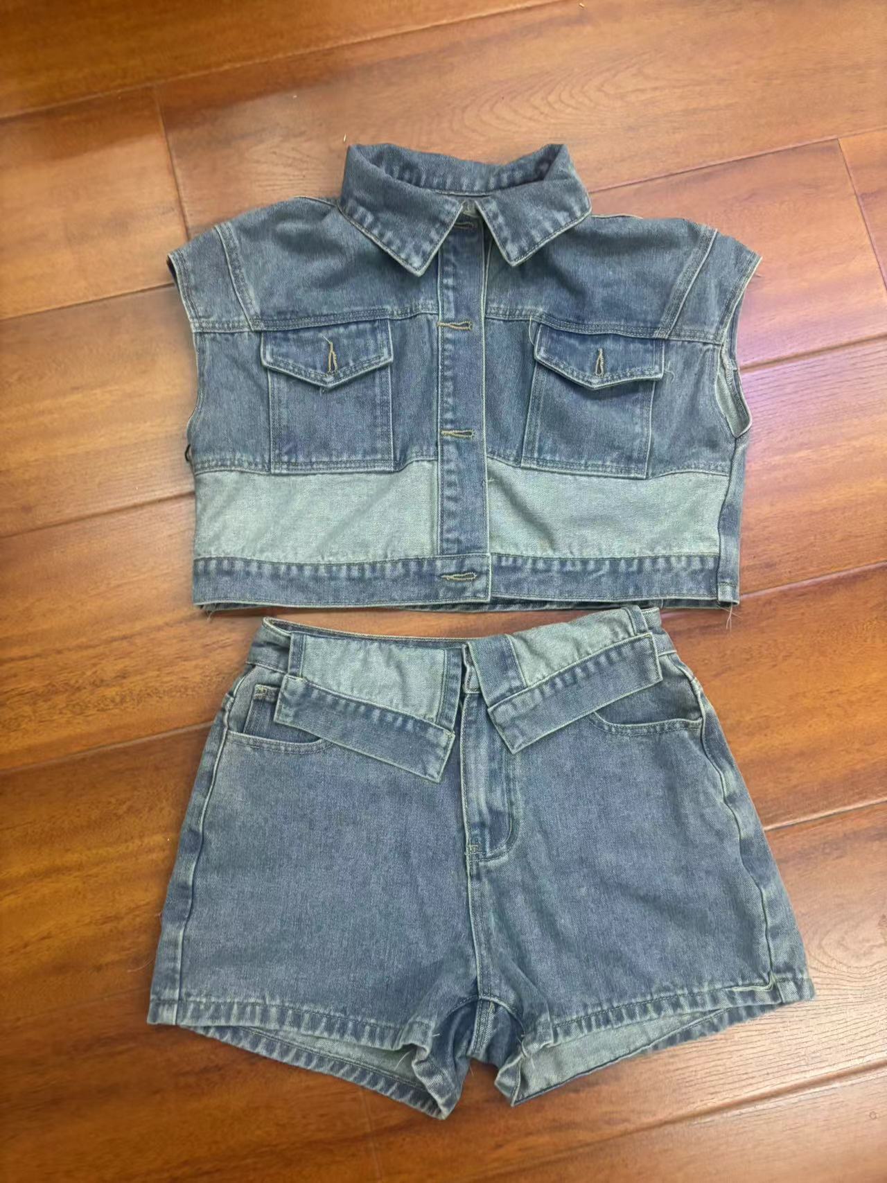Denim Dreams Two-Piece Shorts Set