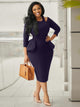 "Executive Elegance" Ruffle Peplum Professional Dress