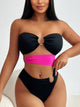 "Bold Allure" Contrast Color Strapless One-Piece Swimsuit