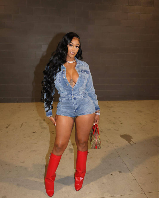 Denim Dreams Short-Sleeve Jumpsuit