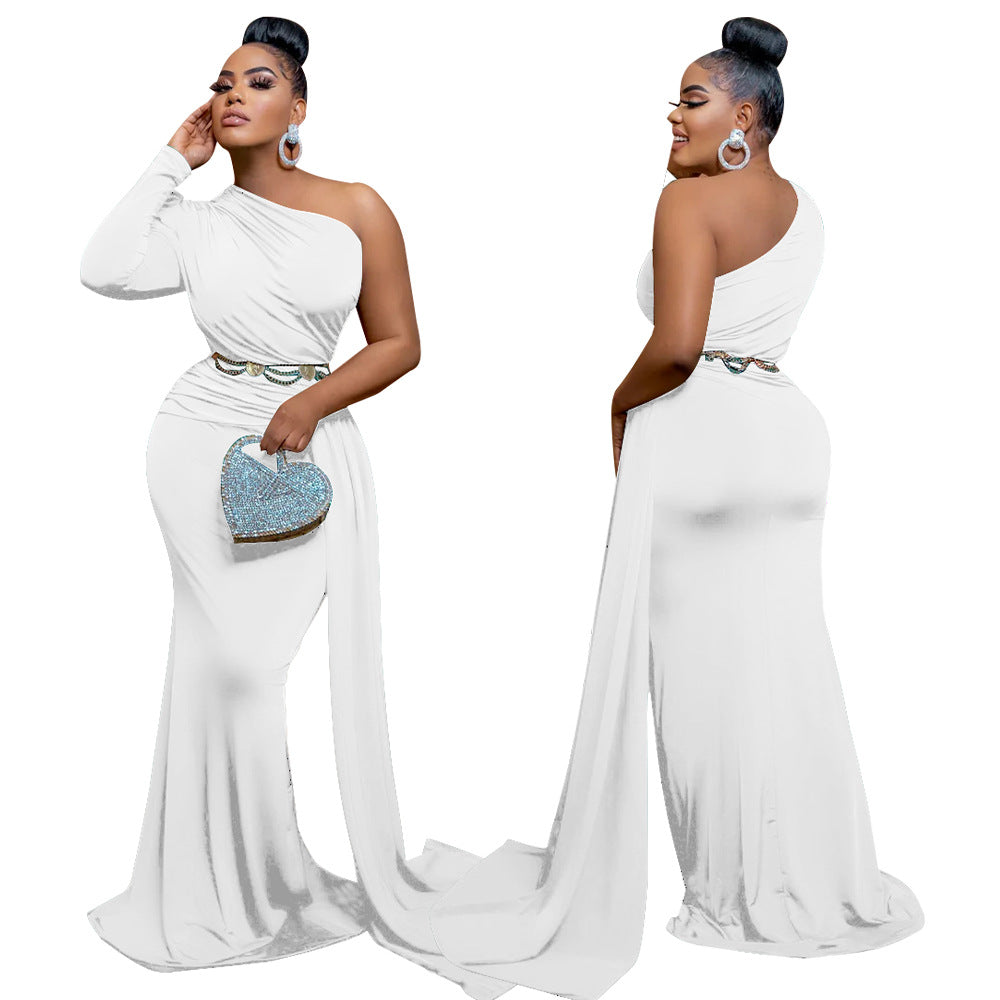 Midnight Muse – One-Shoulder Elegance Maxi Gown