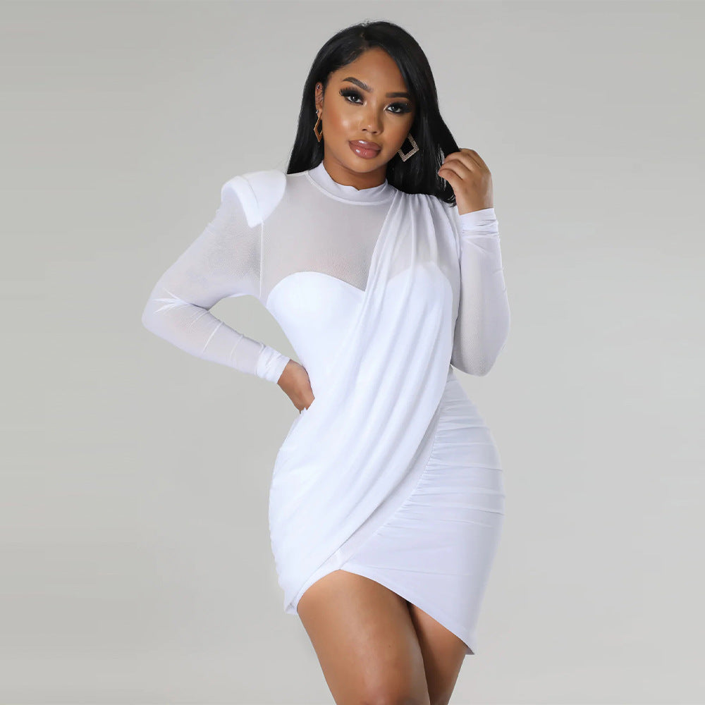 "Sultry Allure" Mesh Patchwork Slim Waist Dress