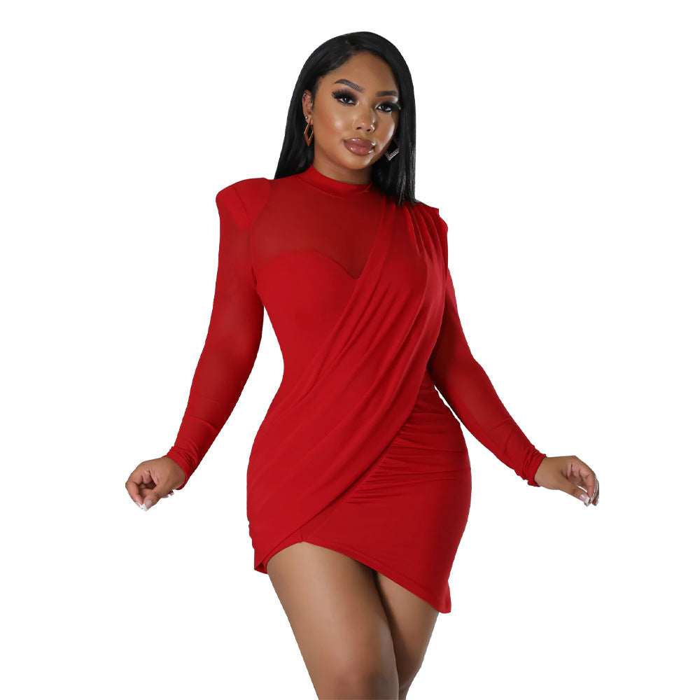 "Sultry Allure" Mesh Patchwork Slim Waist Dress