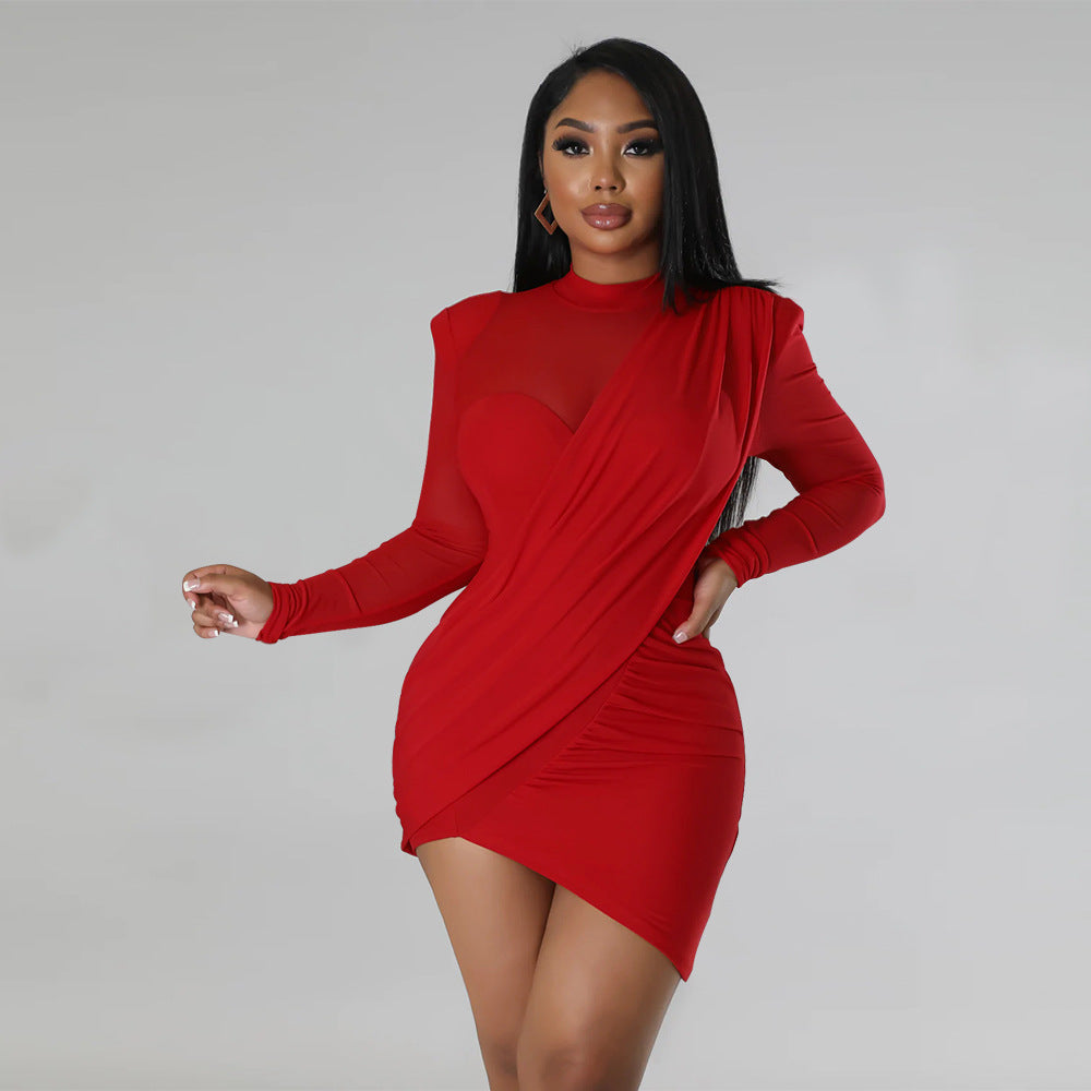 "Sultry Allure" Mesh Patchwork Slim Waist Dress