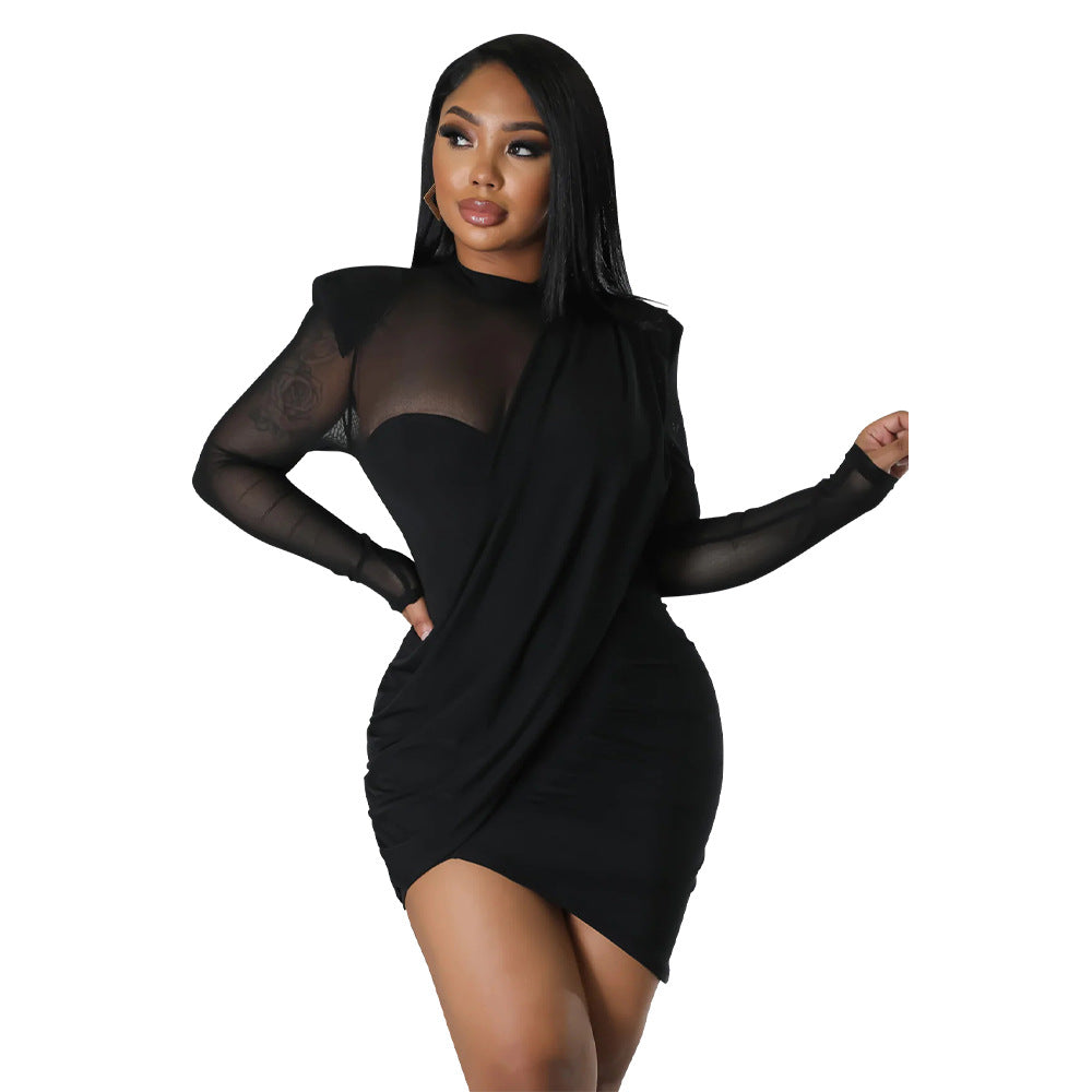 "Sultry Allure" Mesh Patchwork Slim Waist Dress