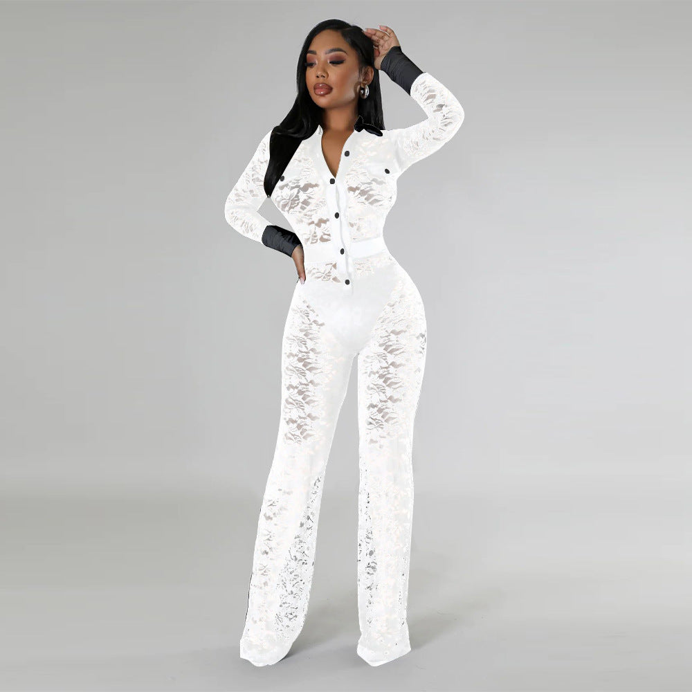 Laced Up & Lethal Jumpsuit – Long Sleeve Mesh Patchwork Fit