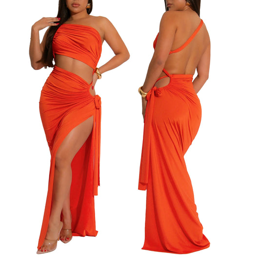 Slit Game Strong – One Shoulder Slay Dress (Luxury Stretch Fit)