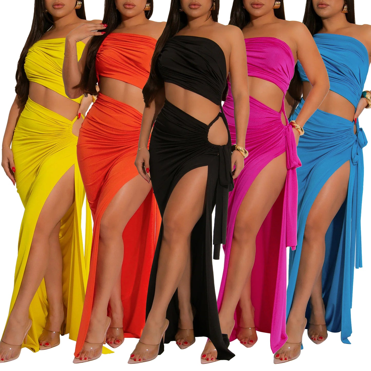 Slit Game Strong – One Shoulder Slay Dress (Luxury Stretch Fit)