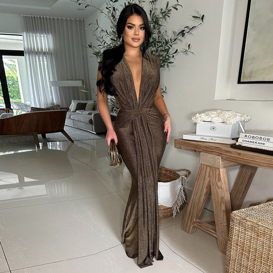 The Temptress | Deep V-Neck Sleeveless Maxi Dress