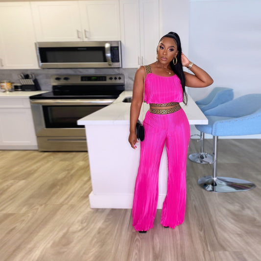 ✨ The Iconic Pleat Set – High-Waist Wide-Leg Luxe Edition