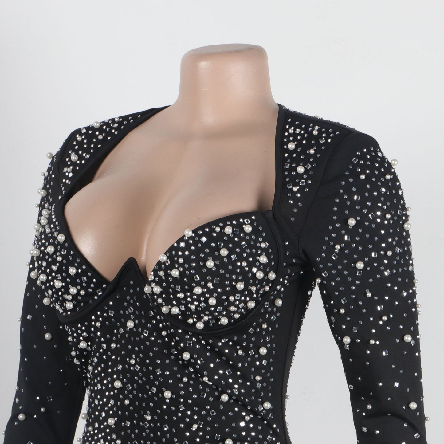 Beaded Bodycon Long Sleeve Dress – Luxe Party Statement