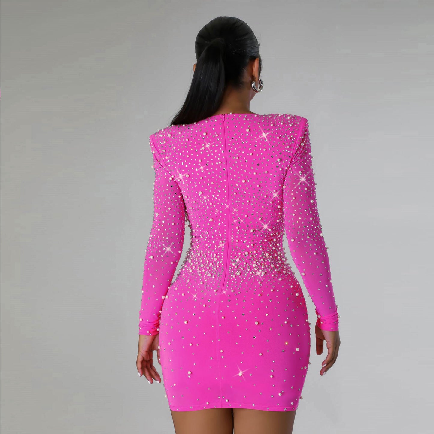 Beaded Bodycon Long Sleeve Dress – Luxe Party Statement