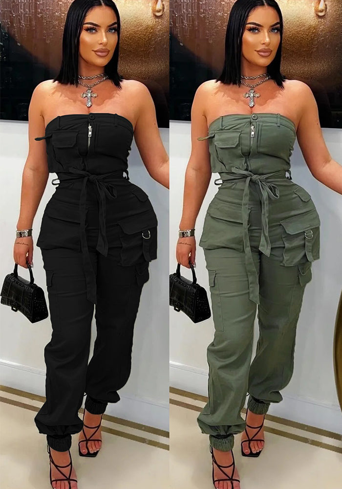 Power Play Strapless Cargo Jumpsuit – Luxe Utility Fit