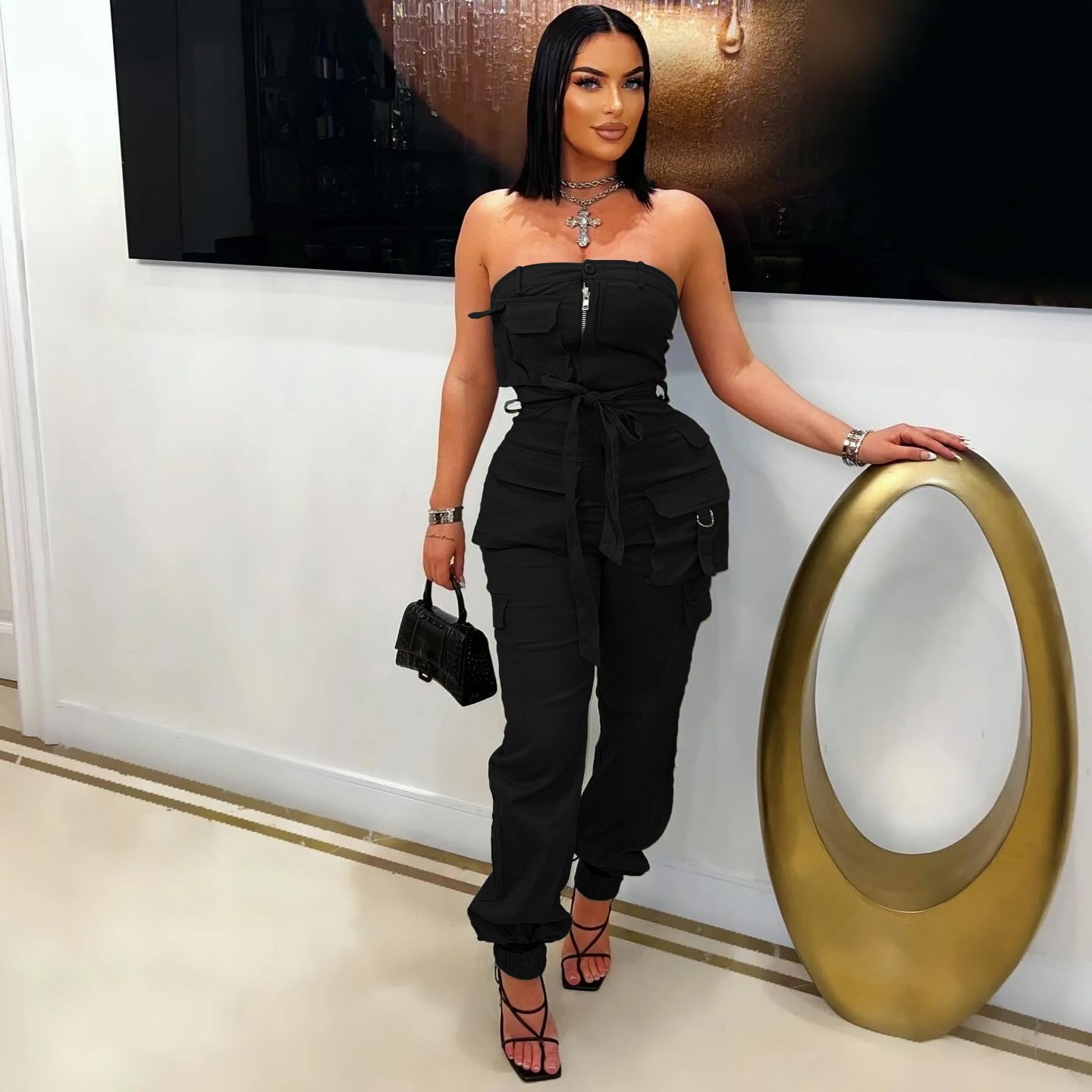 Power Play Strapless Cargo Jumpsuit – Luxe Utility Fit