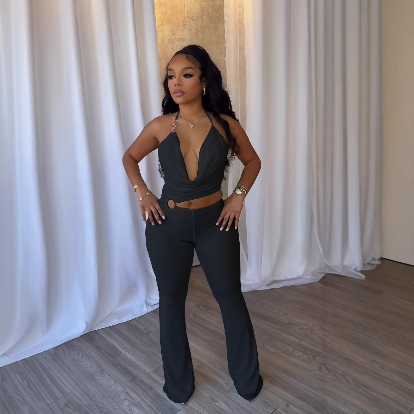 Snatch Me Up Ring Halter Jumpsuit – Luxe Curve Fit | Diva Icon Exclusive