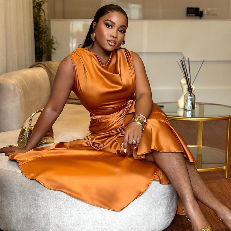 Sunset Wave Ruffle Maxi Dress