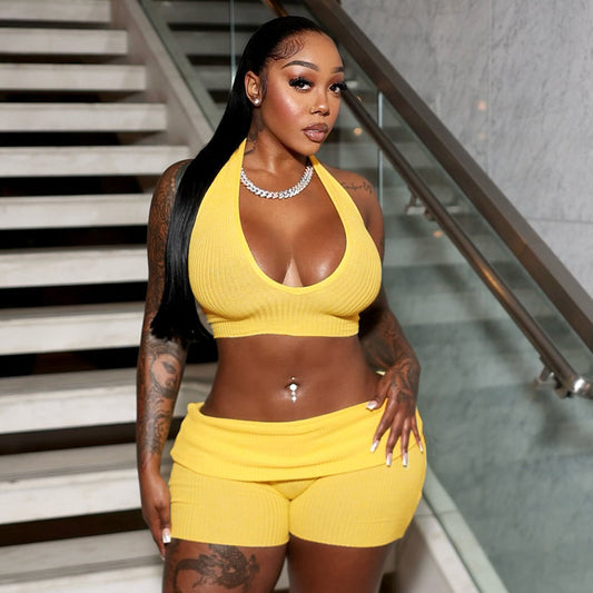 Golden Hour Lace-Up Short Set