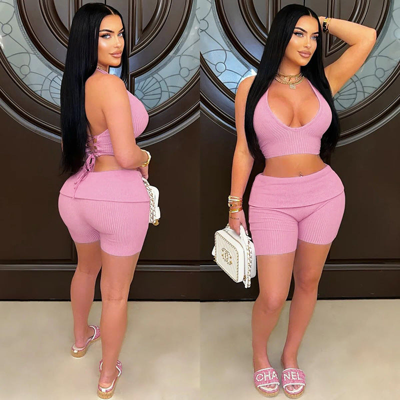 Golden Hour Lace-Up Short Set