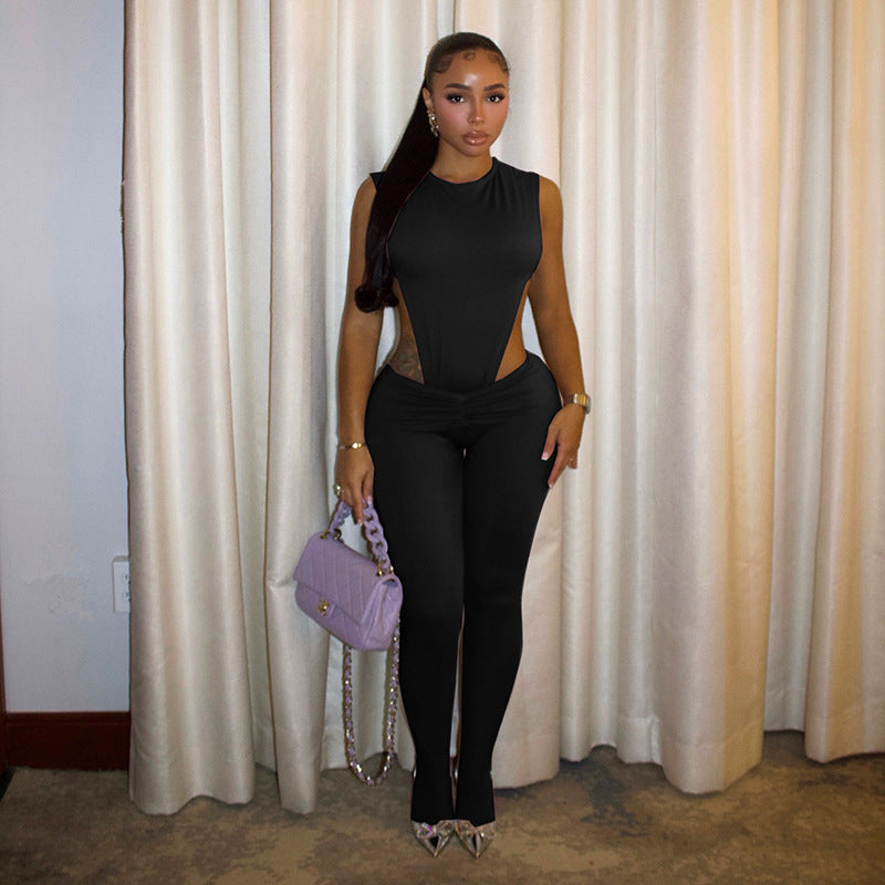 The Sculpted Lace-Up Bodysuit & Gathered Leggings Set