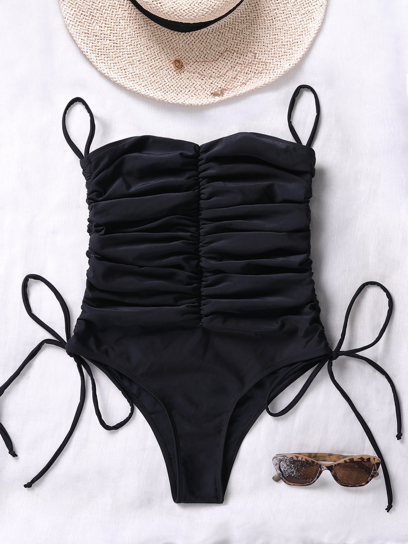 "Midnight Seduction" Strapless Side-Strap One-Piece Swimwear