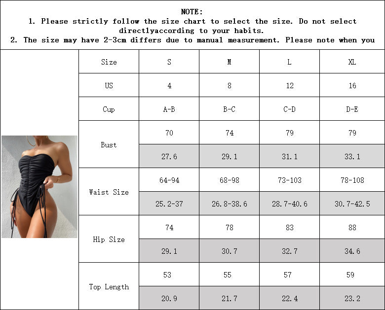 "Midnight Seduction" Strapless Side-Strap One-Piece Swimwear