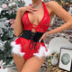 Red Halter Holiday Bodysuit – Sleek Belted Christmas Lingerie
