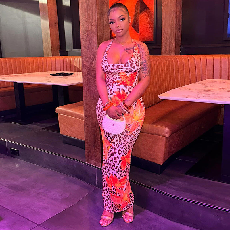 Chic Leopard & Floral V-Neck Maxi Dress