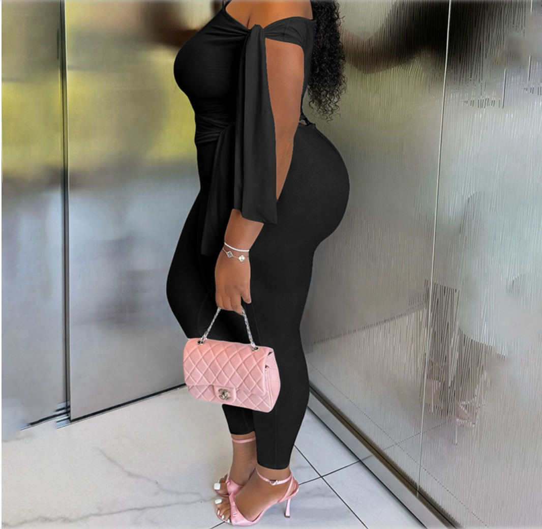 Off-Shoulder Lace-Up Summer Set (2-Piece)