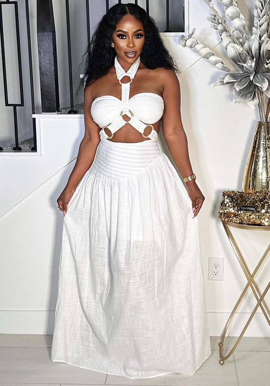 ✨ The Luxe Halter Set – Two-Piece Maxi Glam Moment