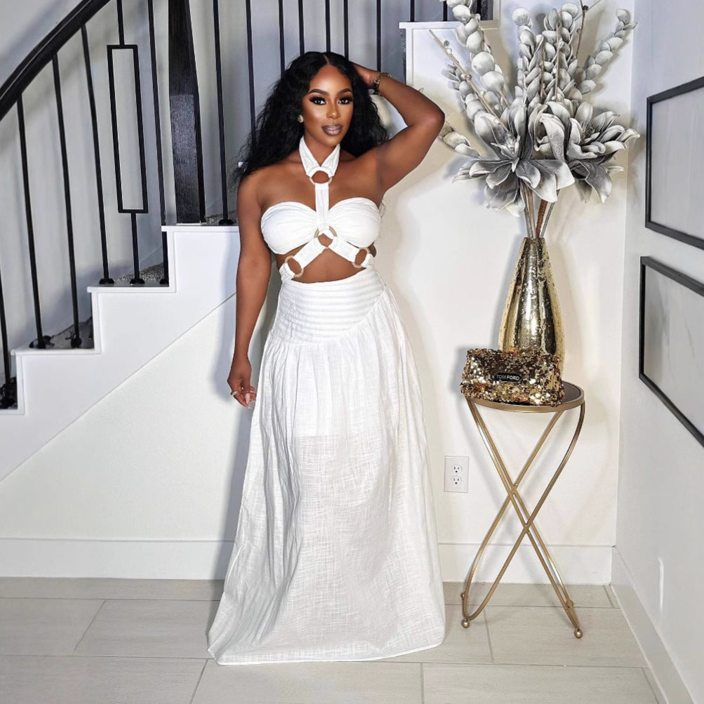 ✨ The Luxe Halter Set – Two-Piece Maxi Glam Moment