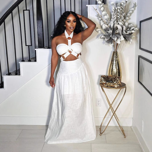 ✨ The Luxe Halter Set – Two-Piece Maxi Glam Moment