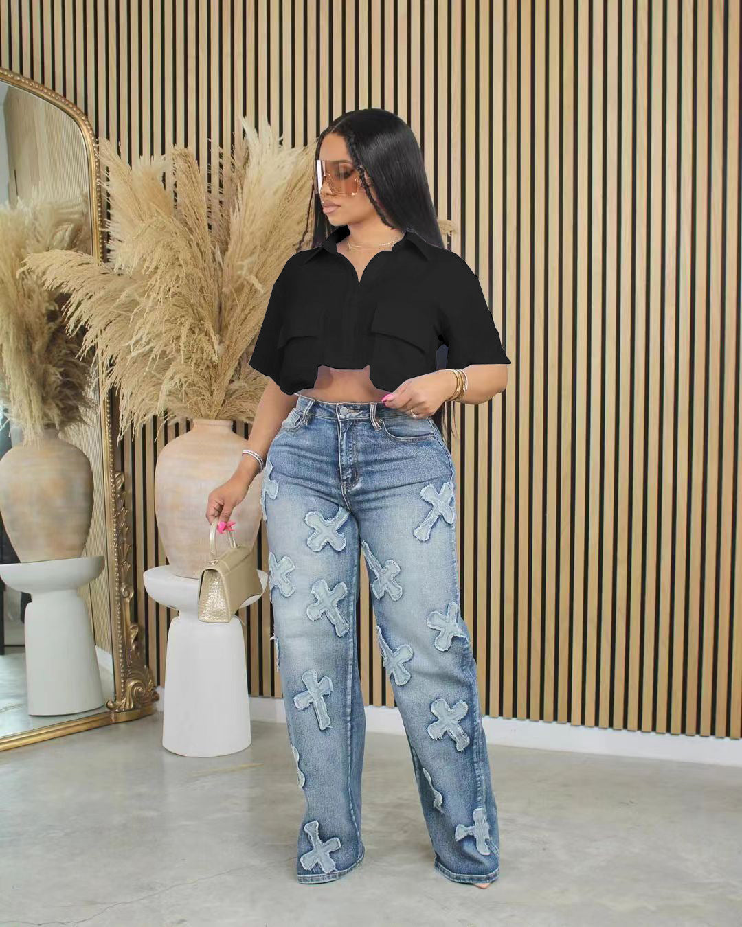 Solid Crop Short Sleeve Blouse – Effortless Chic