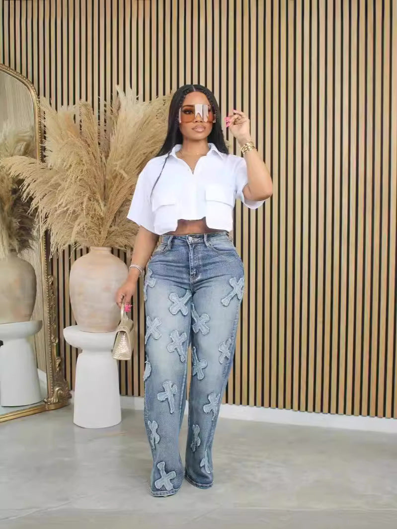 Solid Crop Short Sleeve Blouse – Effortless Chic