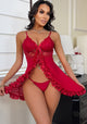 “Deep Desires” Lace V-Neck Slit Lingerie Nightdress